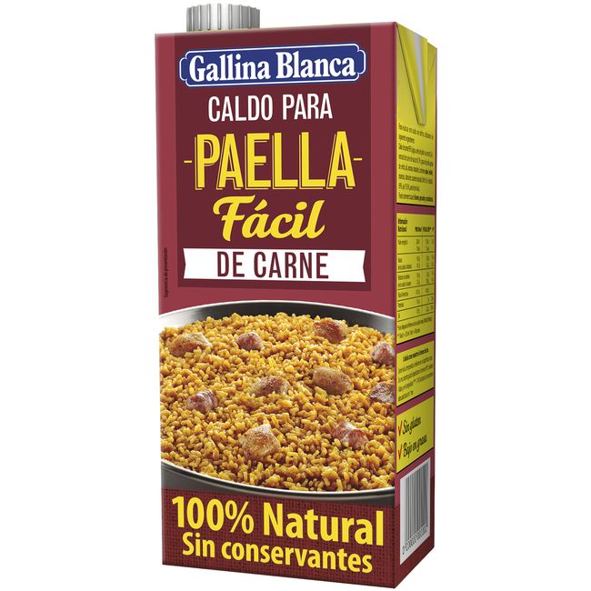 Brou per a paella fàcil de carn GALLINA BLANCA, brik 1 litre