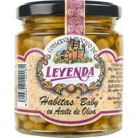 Favetes baby en oli d`oliva LEYENDA, flascó 220 g Favetes baby en oli d`oliva LEYENDA, flascó 220 g