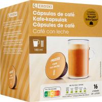 Cafè amb llet CDG EROSKI, caixa 16 monodosis