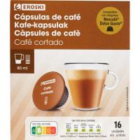Café cortado compatible Dolce Gusto EROSKI, caja 16 uds Café cortado compatible Dolce Gusto EROSKI, caja 16 uds