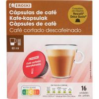 Café cortado descafeinado comp. Dolce Gusto EROSKI, caja 16 uds Café cortado descafeinado comp. Dolce Gusto EROSKI, caja 16 uds