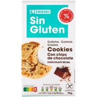 Cookies con pepitas choco sin gluten EROSKI, paquete 150 g Cookies con pepitas choco sin gluten EROSKI, paquete 150 g