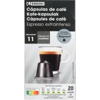 Café expresso extra intenso comp. Nespresso EROSKI, caja 20 uds Café expresso extra intenso comp. Nespresso EROSKI, caja 20 uds