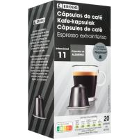 Café expresso extra intenso comp. Nespresso EROSKI, caja 20 uds