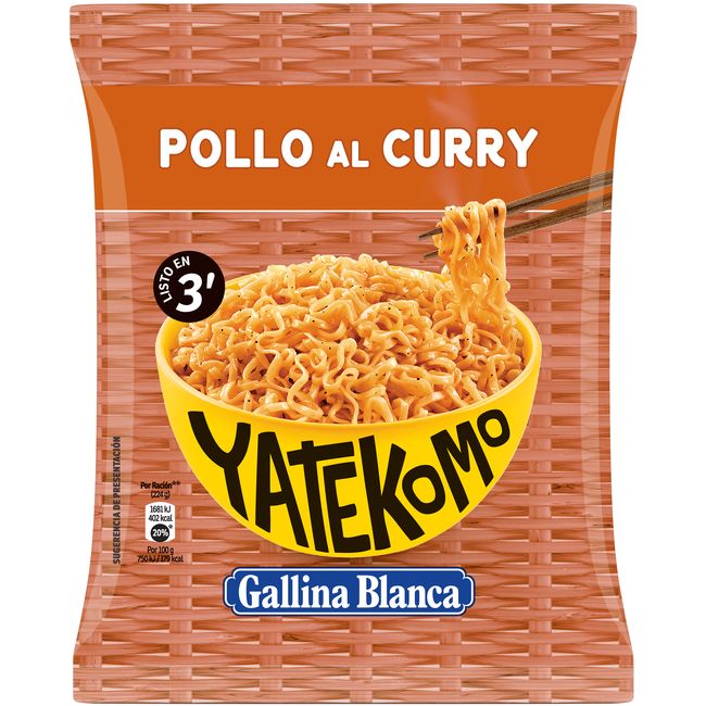 Fideus orientals de pollastre al curri YATEKOMO, bossa 82 g