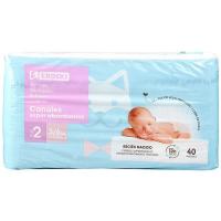 Pañal 3-5 kg T2 canales super absorbentes EROSKI, paquete 40 uds Pañal 3-5 kg T2 canales super absorbentes EROSKI, paquete 40 uds