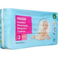 Bolquer canals absorbents 4-9 kg Talla 3 EROSKI, paquet 54 u