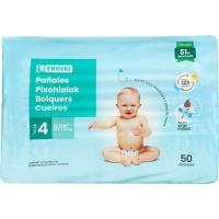 Pañal canal absorbente 9-15 kg Talla4 EROSKI, paquete 50 uds Pañal canal absorbente 9-15 kg Talla4 EROSKI, paquete 50 uds