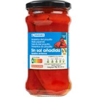 Pimiento del piquillo entero bajo en sal EROSKI, frasco 225 g Pimiento del piquillo entero bajo en sal EROSKI, frasco 225 g
