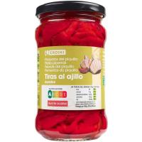 Pimiento del piquillo en tiras con ajo EROSKI, frasco 225 g Pimiento del piquillo en tiras con ajo EROSKI, frasco 225 g