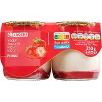 Yogur sabor fresa EROSKI, pack 2x125 g Yogur sabor fresa EROSKI, pack 2x125 g