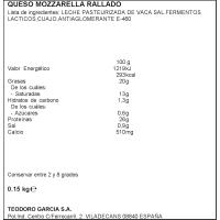 Formatge ratllat mozzarella sense lactosa TGT, sobre 150 g