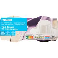 Formatge fresc 0% EROSKI, pack 2X250 g