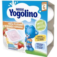 Yogolino sin azúcar de fresa-plátano NESTLÉ, pack 4x100 g Yogolino sin azúcar de fresa-plátano NESTLÉ, pack 4x100 g