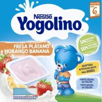 Yogolino sin azúcar de fresa-plátano NESTLÉ, pack 4x100 g