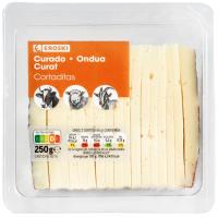 Formatge curat tallat EROSKI, tascó 250 g