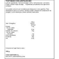 Torrades cruixents de llenties bio SANTIVERI, caixa 100 g