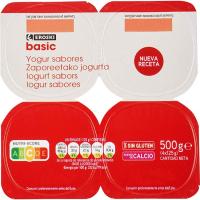 Yogur sabor fresa EROSKI BASIC, pack 4x125 g