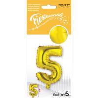 Globo metal·litzat daurat de 36 cm, número 5 PARTIGRAM, 1 ud