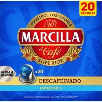 Café decaffeinato compatible Nespresso MARCILLA, caja 20 uds Café decaffeinato compatible Nespresso MARCILLA, caja 20 uds