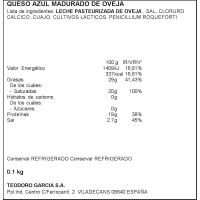Queso azul de oveja roncari-blue T.G.T., cuña 100g