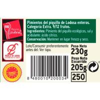 Pebrot de piquillo extra D.O. Lodosa EROSKI BIO, flascó 205 g