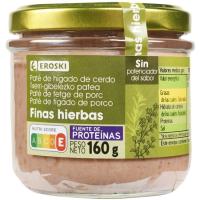 Paté a las finas hierbas EROSKI, frasco 160 g Paté a las finas hierbas EROSKI, frasco 160 g
