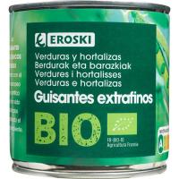 Guisante extrafino EROSKI BIO, lata 280 g