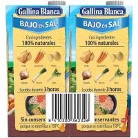 Brou de pollastre baix en sal GALLINA BLANCA, pack 2x1 litre