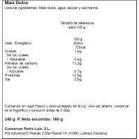Maíz dulce selección PEDRO LUIS, frasco 150 g