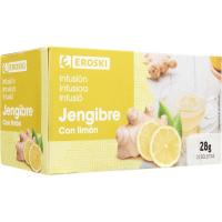 Jengibre con limón EROSKI, caja 25 sobres