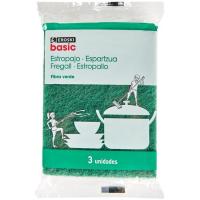Estropajo fibra verde EROSKI BASIC, pack 3 uds Estropajo fibra verde EROSKI BASIC, pack 3 uds