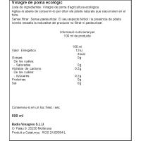 Vinagre ecològic de poma BADIA, ampolla 50 cl