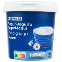 Yogur griego natural 10% materia grasa EROSKI, tarrina 1 kg Yogur griego natural 10% materia grasa EROSKI, tarrina 1 kg