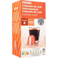 Café expresso lungo compatible Nespresso EROSKI, caja 20 uds
