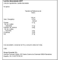 Leche desnatada UHT LETONA, brik 1 litro