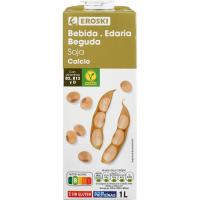 Beguda de soia amb calci EROSKI, brik 1 litre Beguda de soia amb calci EROSKI, brik 1 litre