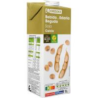 Beguda de soia amb calci EROSKI, brik 1 litre