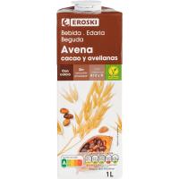 Beguda de civada, xoco i avellana amb calci EROSKI, brik 1 litre Beguda de civada, xoco i avellana amb calci EROSKI, brik 1 litre