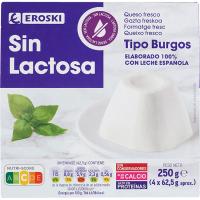 Queso fresco sin lactosa EROSKI, pack 4x62,5 g
