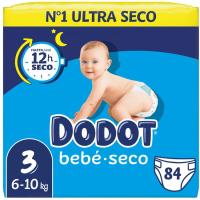 Pañal bebé seco Jumbo 6-10 kg Talla 3 DODOT, paquete 84 uds Pañal bebé seco Jumbo 6-10 kg Talla 3 DODOT, paquete 84 uds