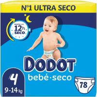 Pañal Bebé seco Jumbo 9-14 kg Talla 4 DODOT, paquete 78 uds Pañal Bebé seco Jumbo 9-14 kg Talla 4 DODOT, paquete 78 uds