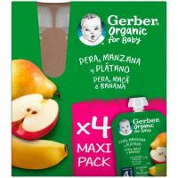 Bolsita de pera, manzana y plátano GERBER, pack 4x90 g Bolsita de pera, manzana y plátano GERBER, pack 4x90 g