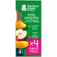 Bolsita de pera, manzana y plátano GERBER, pack 4x90 g