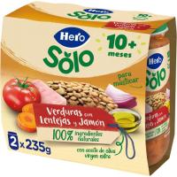 Potet c/ trossos de llenties, verdura, pernil HERO, pack 2x235 g
