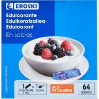 Edulcorante sacarina EROSKI, caja 64 sobres