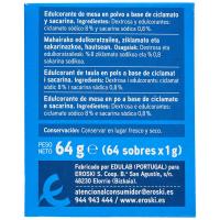 Edulcorante sacarina EROSKI, caja 64 sobres