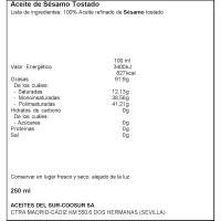 Oli de sèsam LA ESPAÑOLA SOY PLUS, ampolla 250 ml