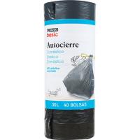 Bolsa de basura con cierre 30 l. EROSKI, paquete 40 uds