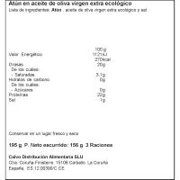 Tonyina amb oli d`oliva ecològic CALVO, 3x65g